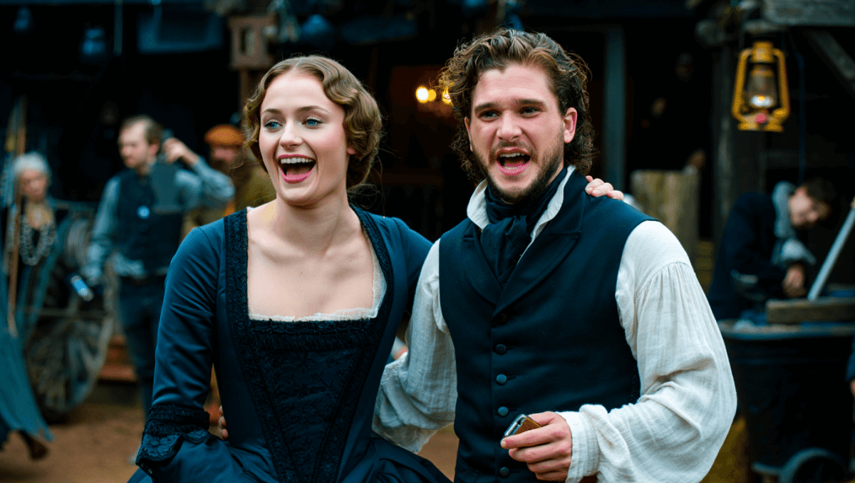 Kit Harington and Sophie Turner gag after kissing on set of The Dreadful, video shocks fans