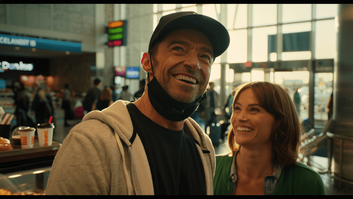 Hugh Jackman's global tour continues post-Radio City, all smiles with Sutton Foster at LAX