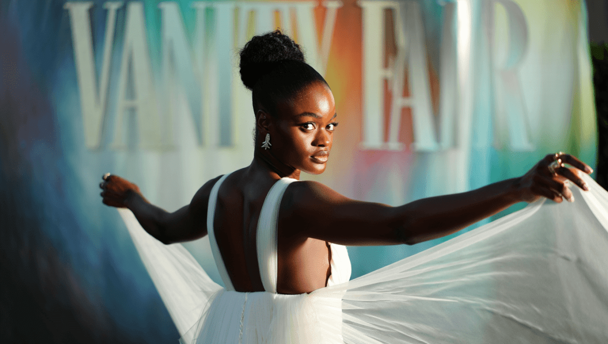 Olandria Carthen stuns in white winged gown at Oscars after-party