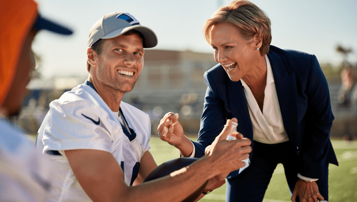 Kay Adams' chemistry with Tom Brady at flag football event goes viral online