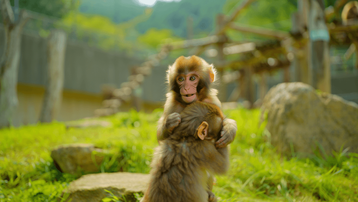 Punch the monkey is making friends and won't need his stuffed companion soon