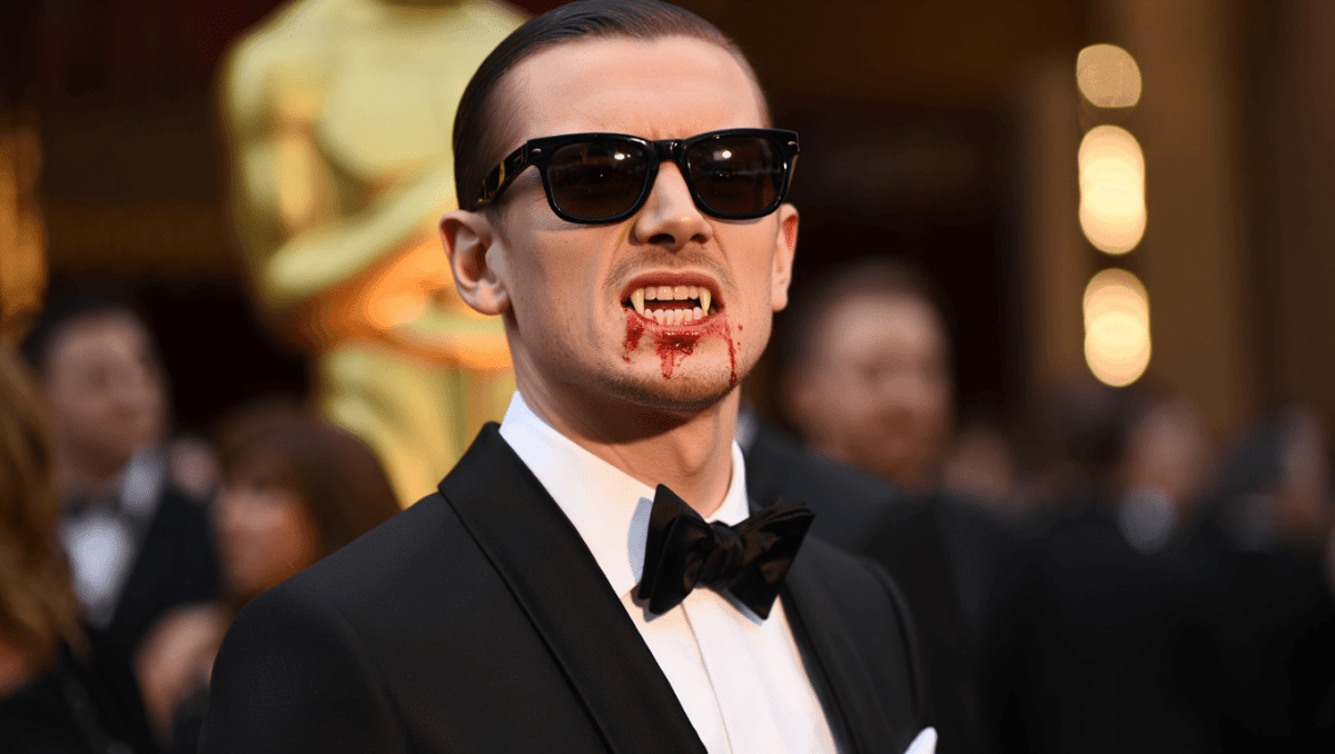 Jack O'Connell shocks Oscars red carpet in blood-stained vampire fangs