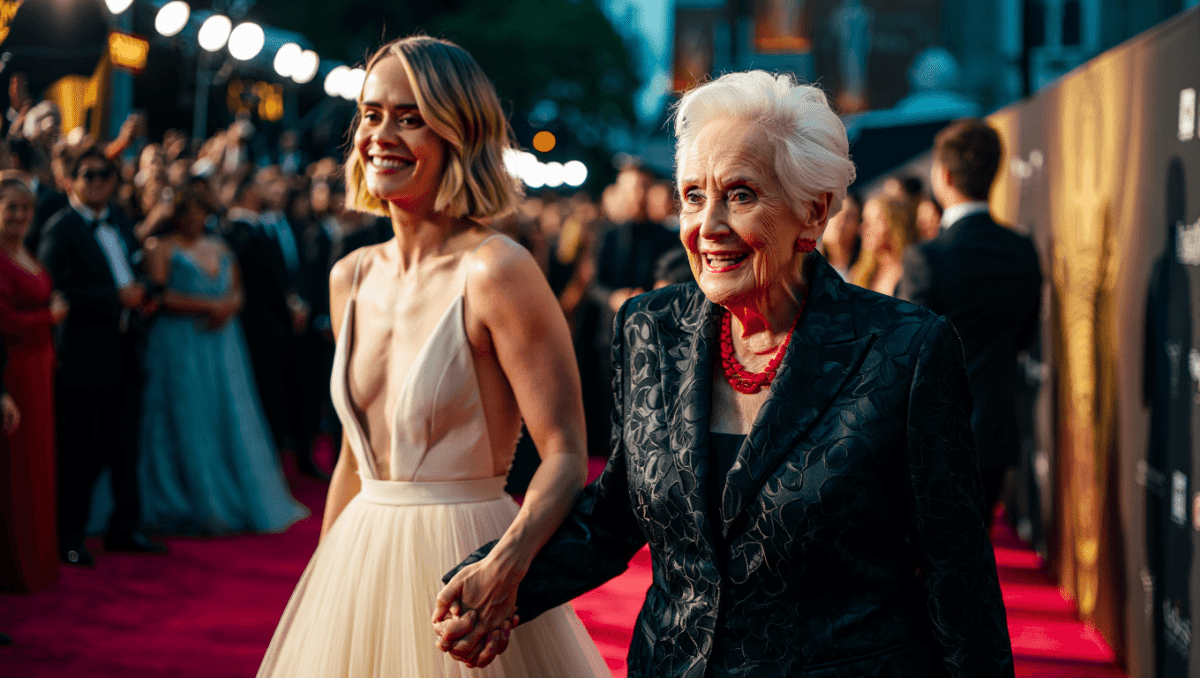 Sarah Paulson and Holland Taylor step out for rare red carpet moment at Oscars party