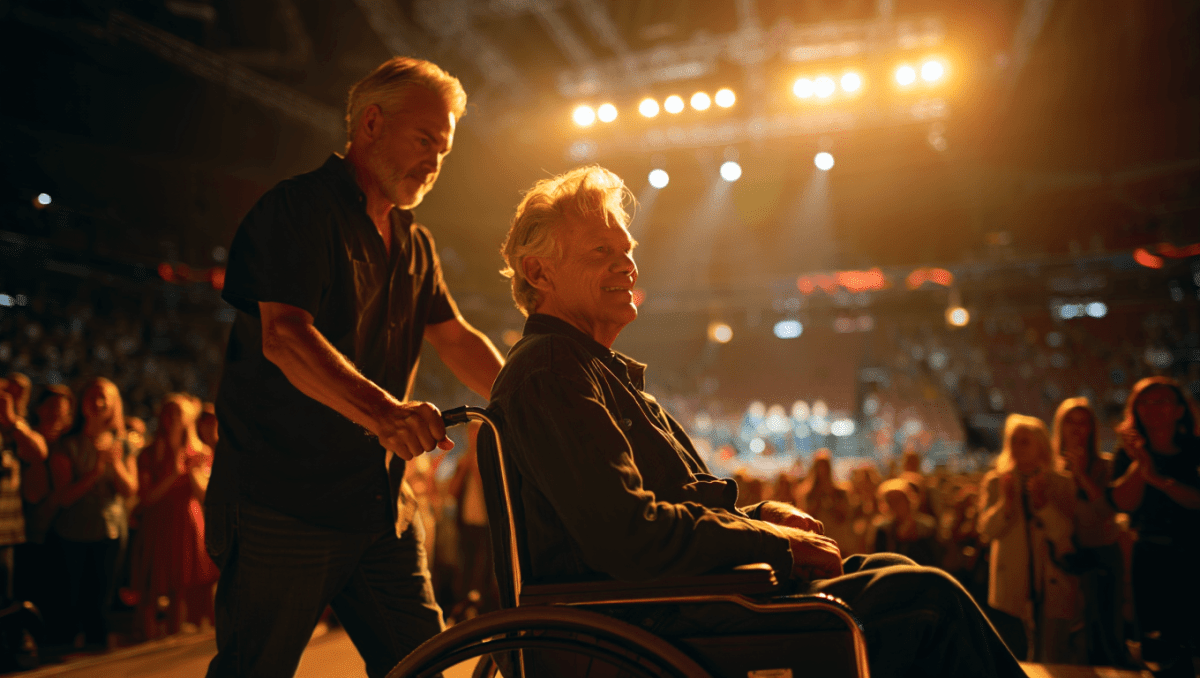 Randy Travis gets standing ovation wheeled onto stage during tour