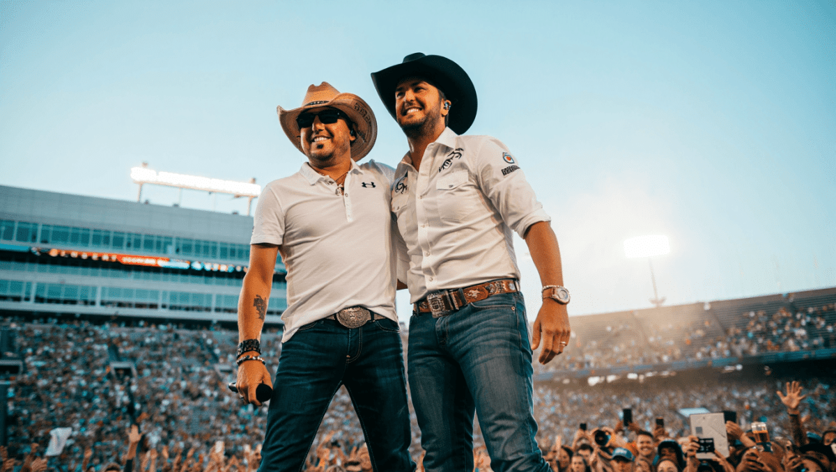 Jason Aldean performs with Luke Bryan at Sanford Stadium in Athens, Georgia for first time in 13 years