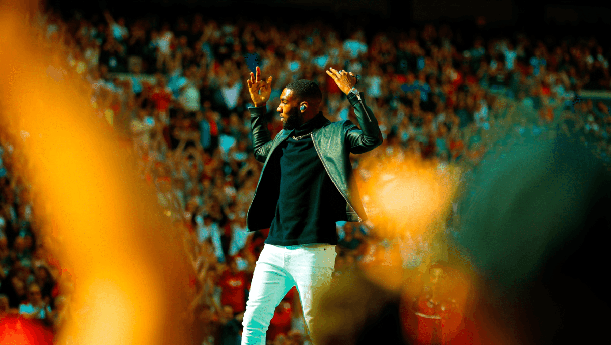 Tinie Tempah takes Wembley Stadium stage today with epic performance
