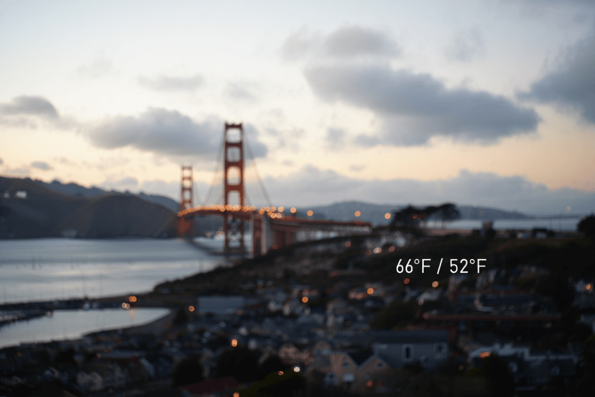 Weather in San Francisco tonight: Cloudy, 66°F high, low 52°F