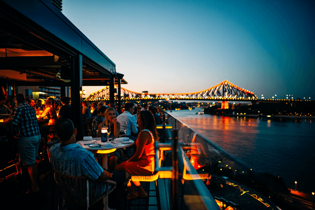 Fridays Brisbane offers rooftop dining with 180-degree views of the Story Bridge in Fortitude Valley