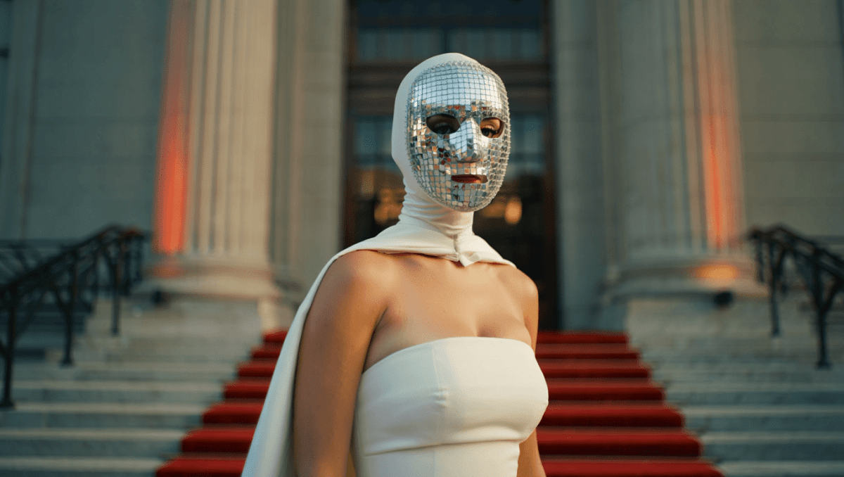 Katy Perry returns to Met Gala in New York in white gown with sculptural silver mask