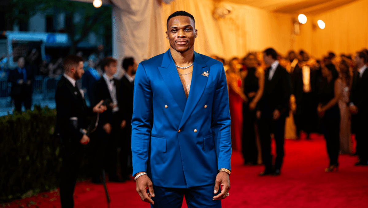 Russell Westbrook stuns at Met Gala in custom Zac Posen suit