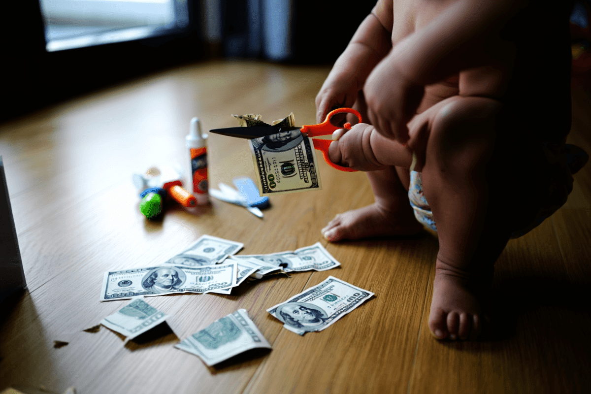 Toddler cuts up $1,800 in hundred-dollar bills for craft project