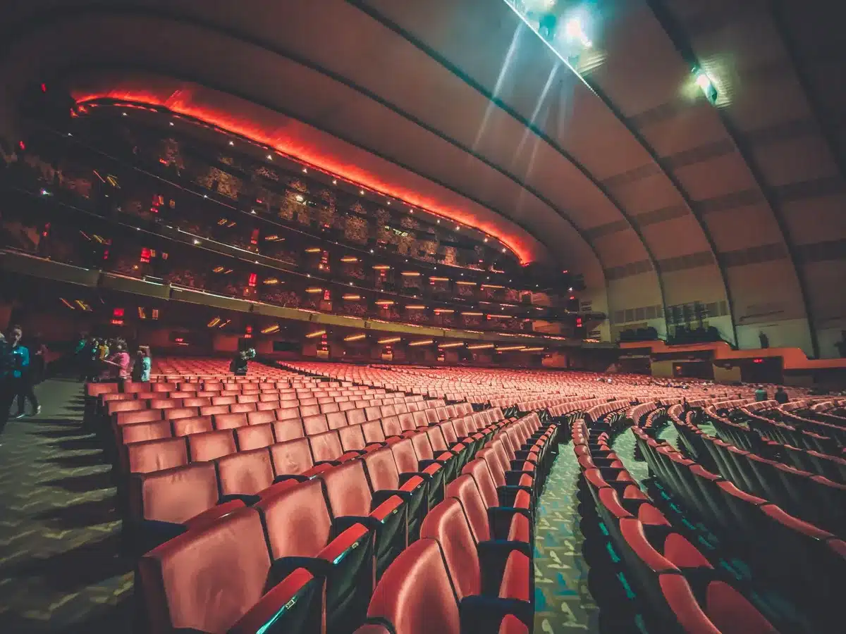 Interior of a Broadway theater during a live performance