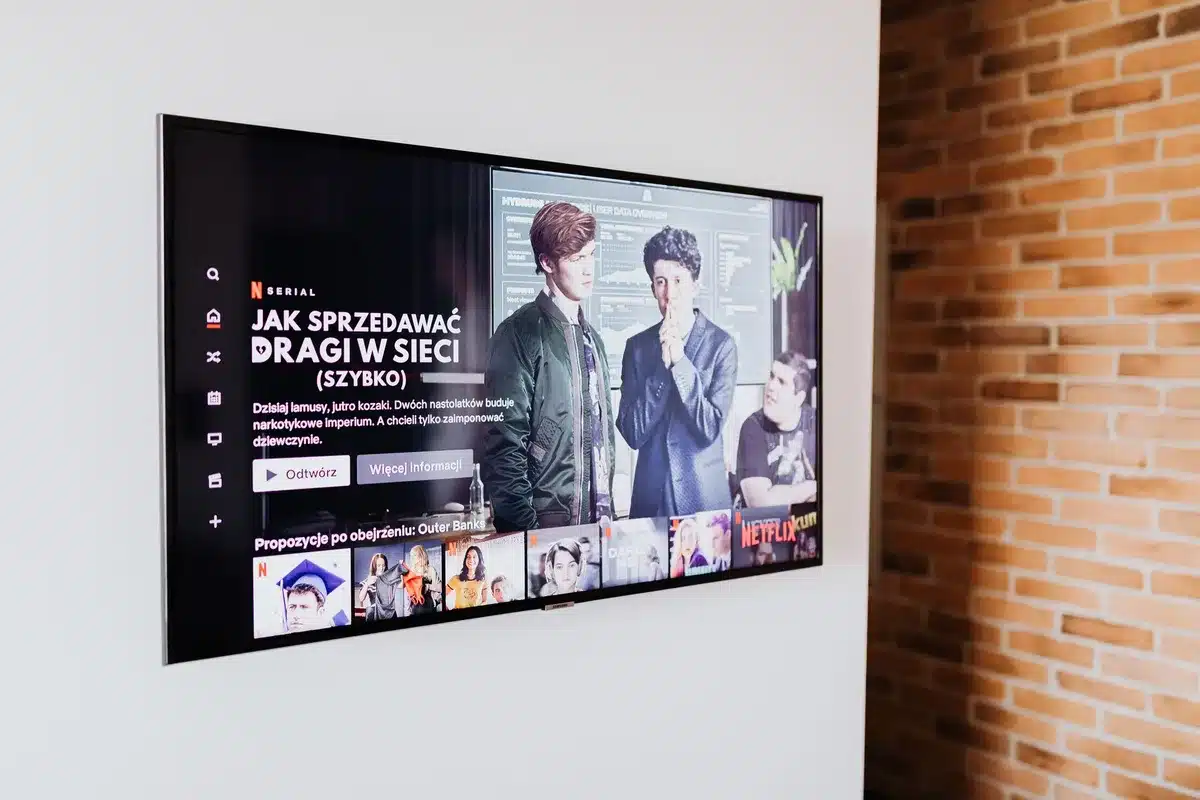 Multiple streaming platform logos displayed on a television screen