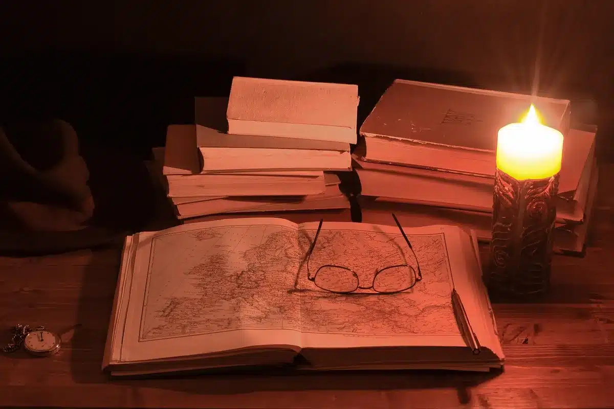 Old family travel documents and a vintage map hinting at migration