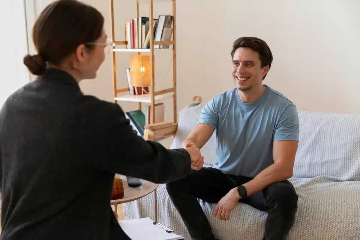 Teen receiving counseling support in a professional setting
