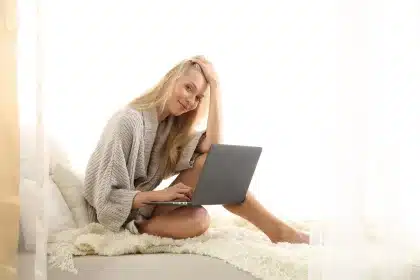 Home setup with fiber internet router and multiple devices streaming content