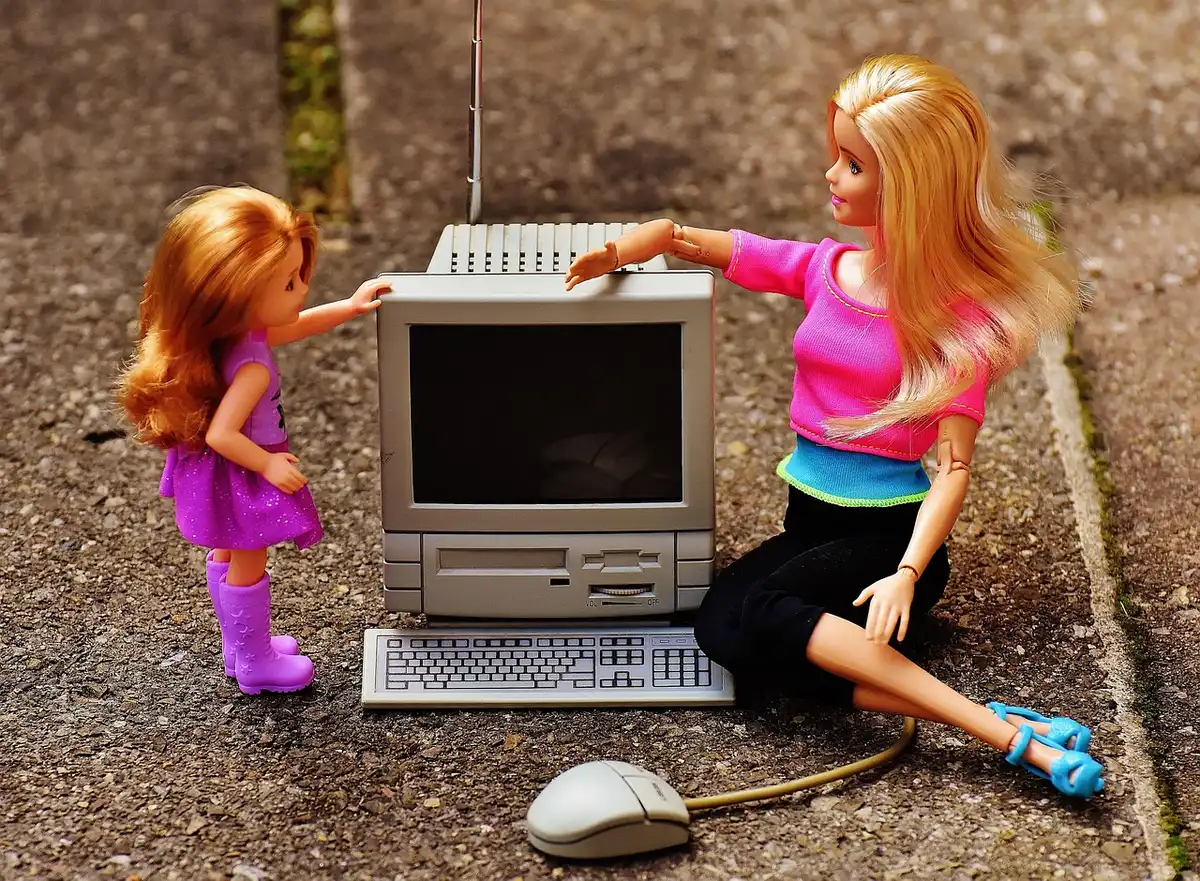 Screenshot-like scene of an early social media profile on an old laptop