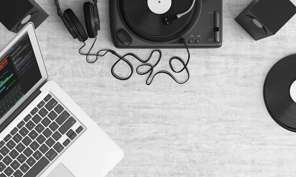Vinyl record and sheet music for a classic Christmas song