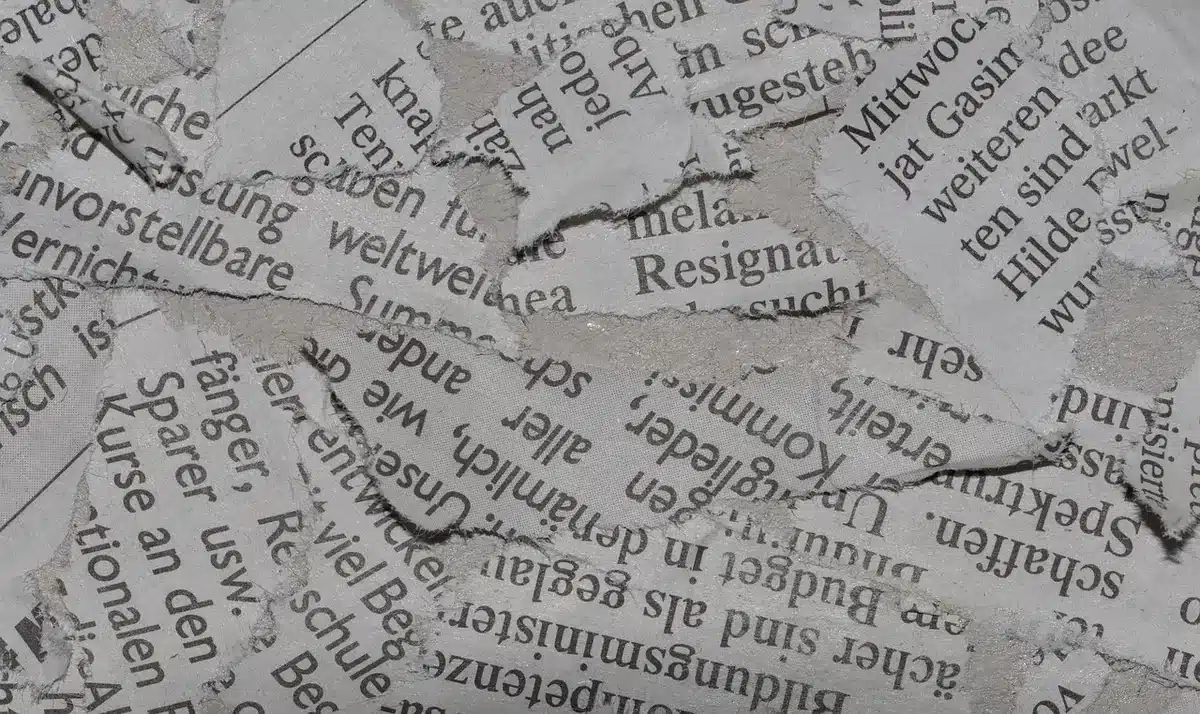 Stack of newspapers and magazines with blurred celebrity headlines