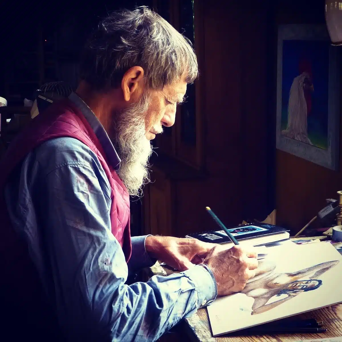 Artist working in a studio console arranging tracks